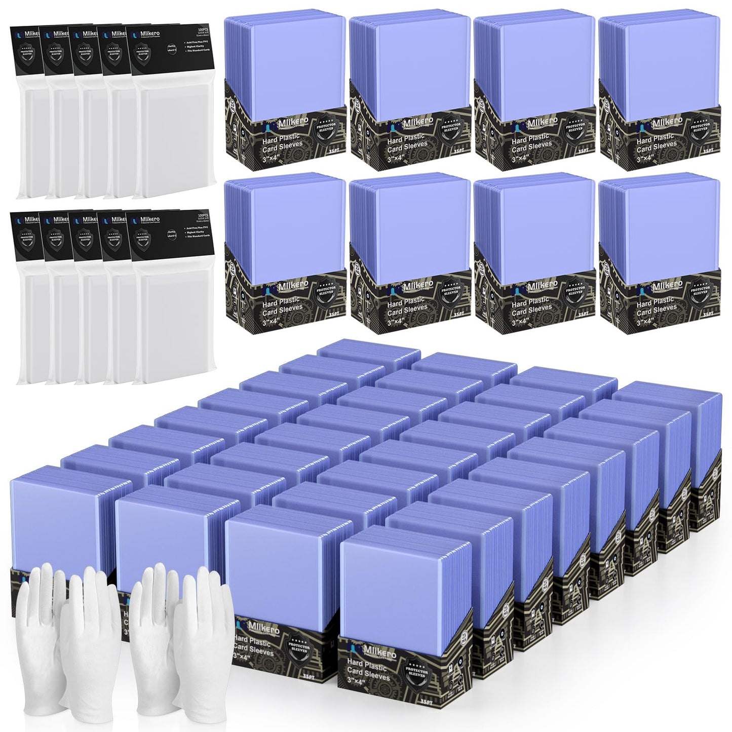 MLikero 2000 Card Sleeves Top Loaders – 3x4 Toploaders + 1000 Clear Sleeves, Premium Card Protectors for Sports & Games