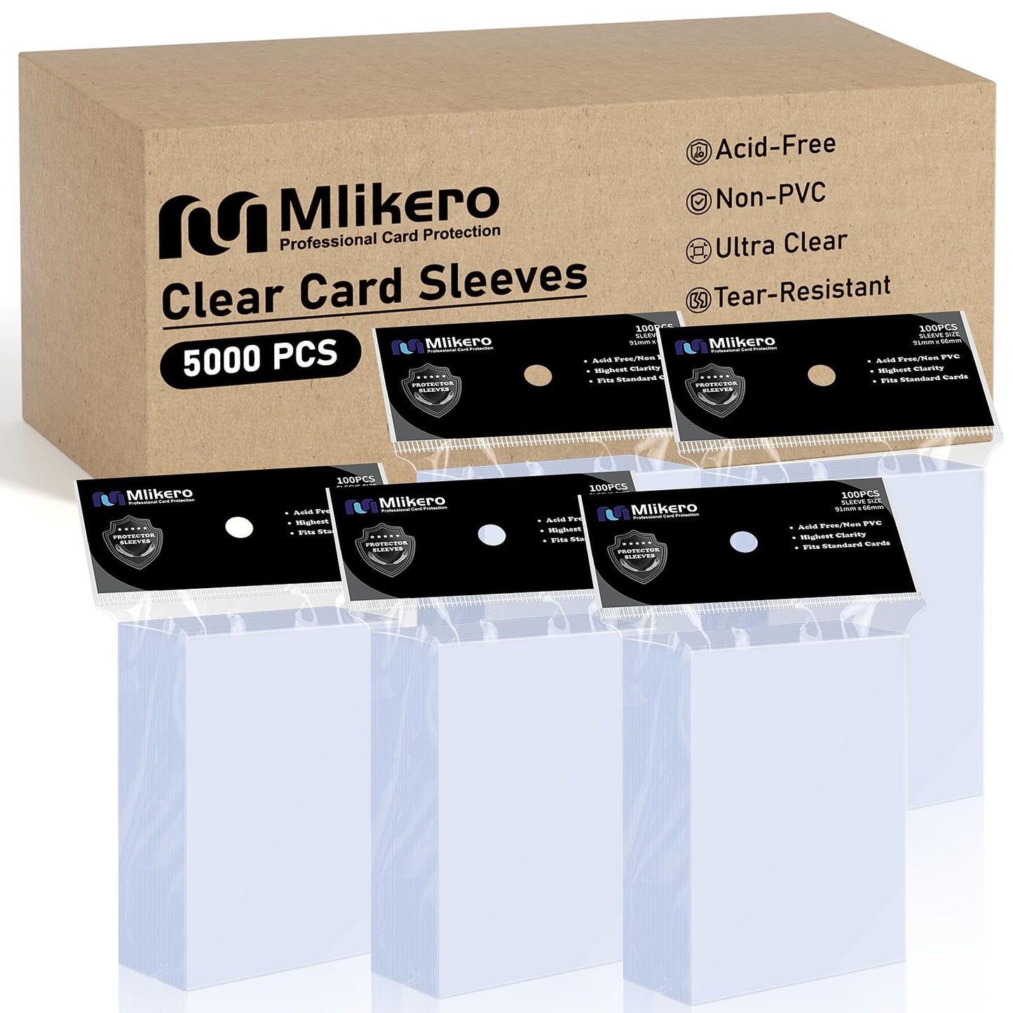 Mlikero 5000 Counts Card Sleeves – Clear 66×91mm Protectors for MTG, TCG, Baseball & More