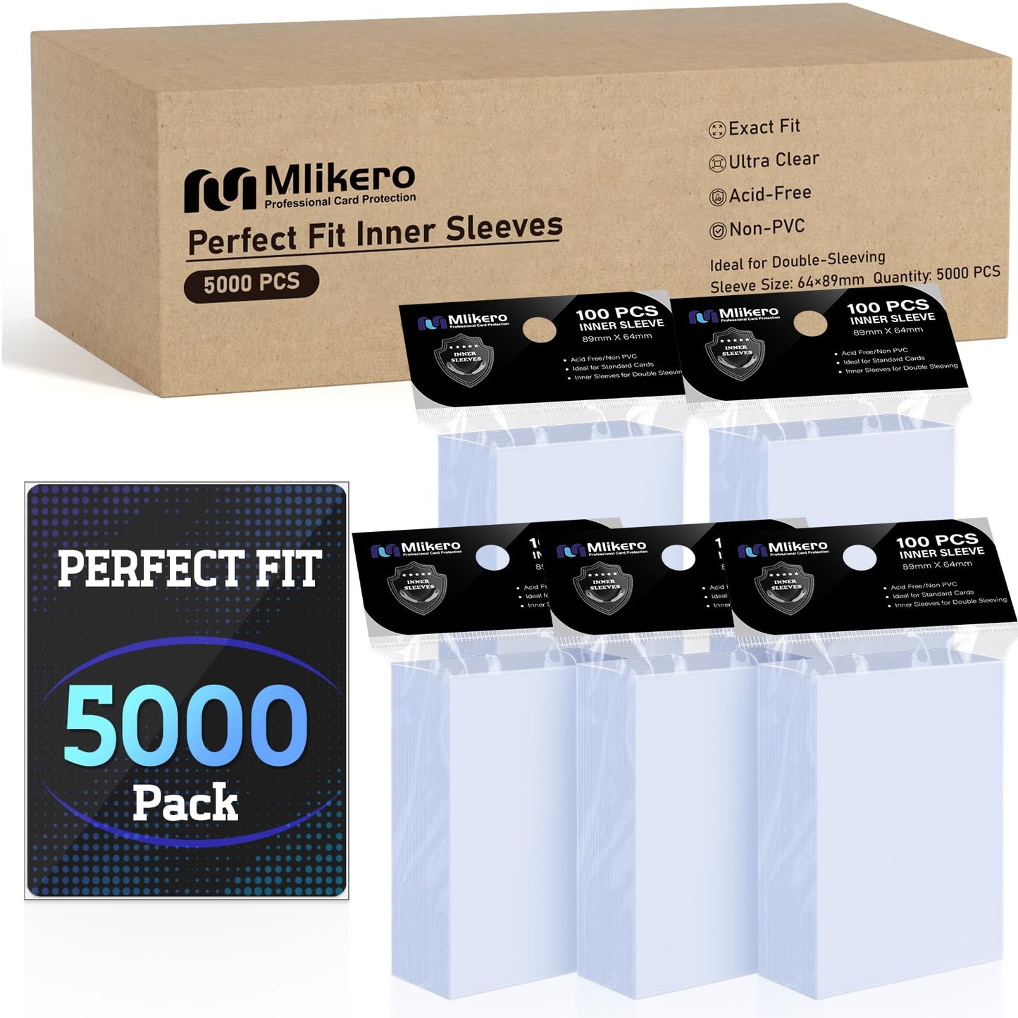 Mlikero 5000 Pack Inner Sleeves — Perfect Fit for MTG, TCG & Gaming Cards