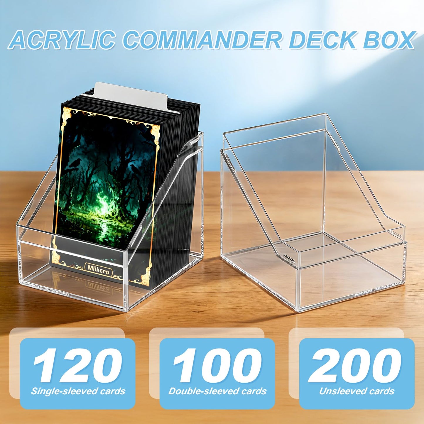 Mlikero 6-Pack Card Deck Cases – Acrylic Box for 100+ Sleeved Cards with 6 Dividers