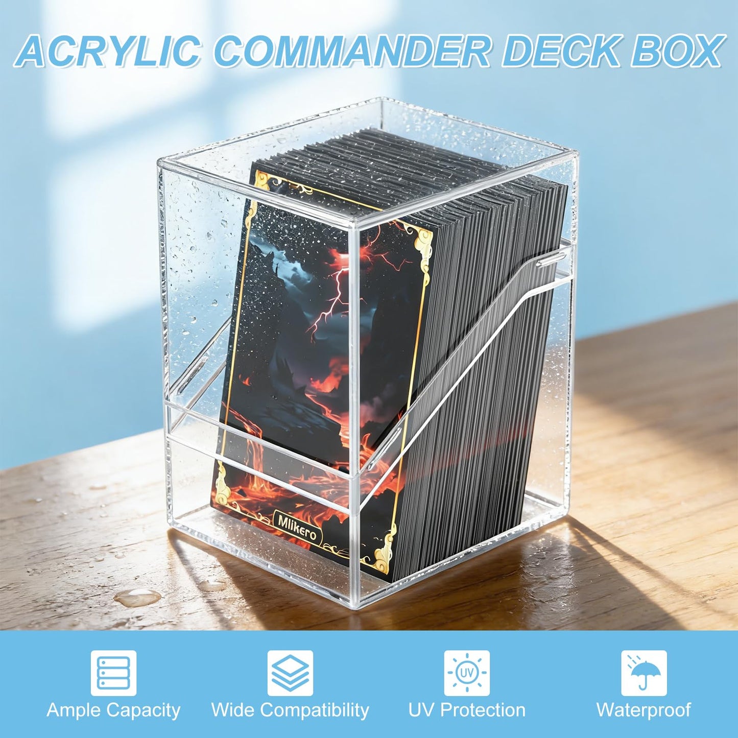 Mlikero Card Deck Cases 6-Pack: Clear & Black Acrylic Box Holds 100+ Sleeved Cards (MTG, TCG, Sports Cards)