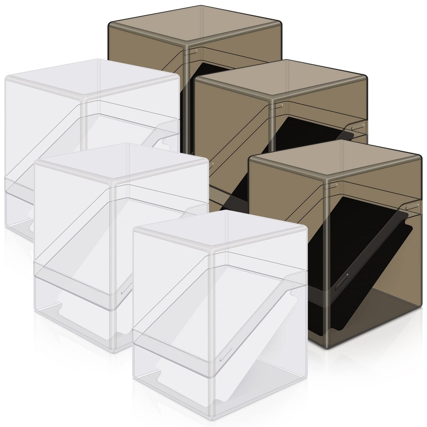 Mlikero Card Deck Cases 6-Pack: Clear & Black Acrylic Box Holds 100+ Sleeved Cards (MTG, TCG, Sports Cards)