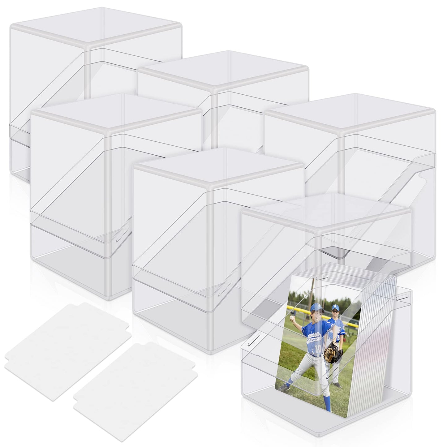 Mlikero 6-Pack Card Deck Cases – Acrylic Box for 100+ Sleeved Cards with 6 Dividers