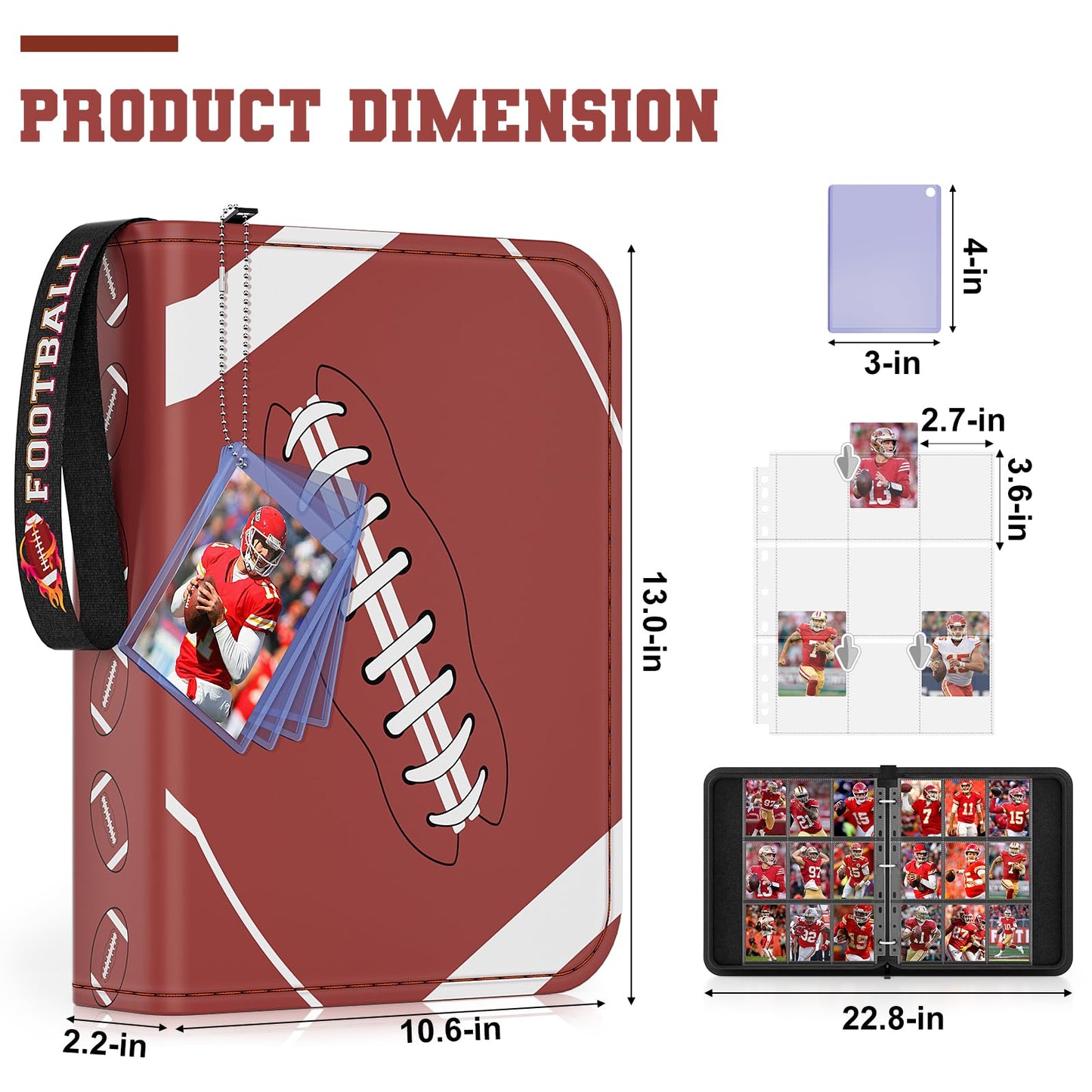 Mlikero 720-Pocket Football Card Binder | Premium Card Album with Display Wristband 2026
