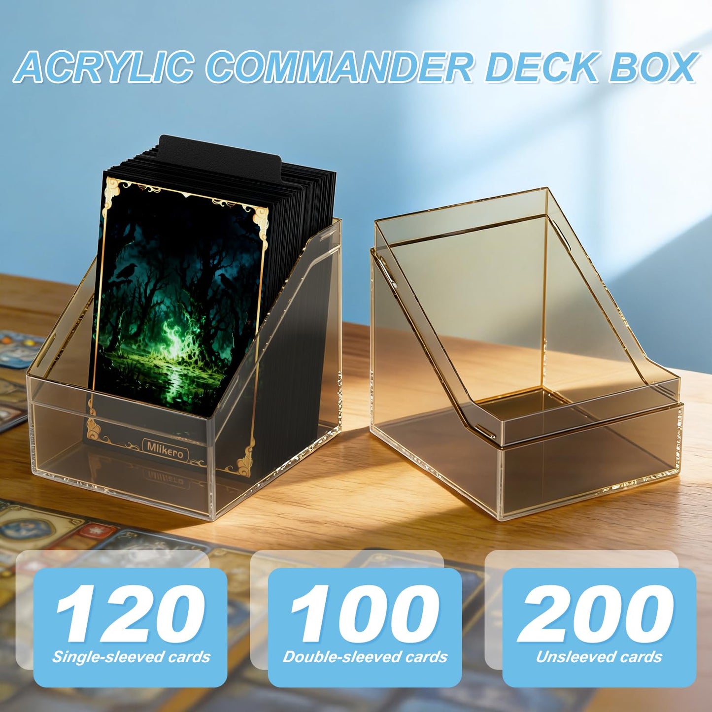 Mlikero Card Deck Cases 6-Pack: Clear & Black Acrylic Box Holds 100+ Sleeved Cards (MTG, TCG, Sports Cards)