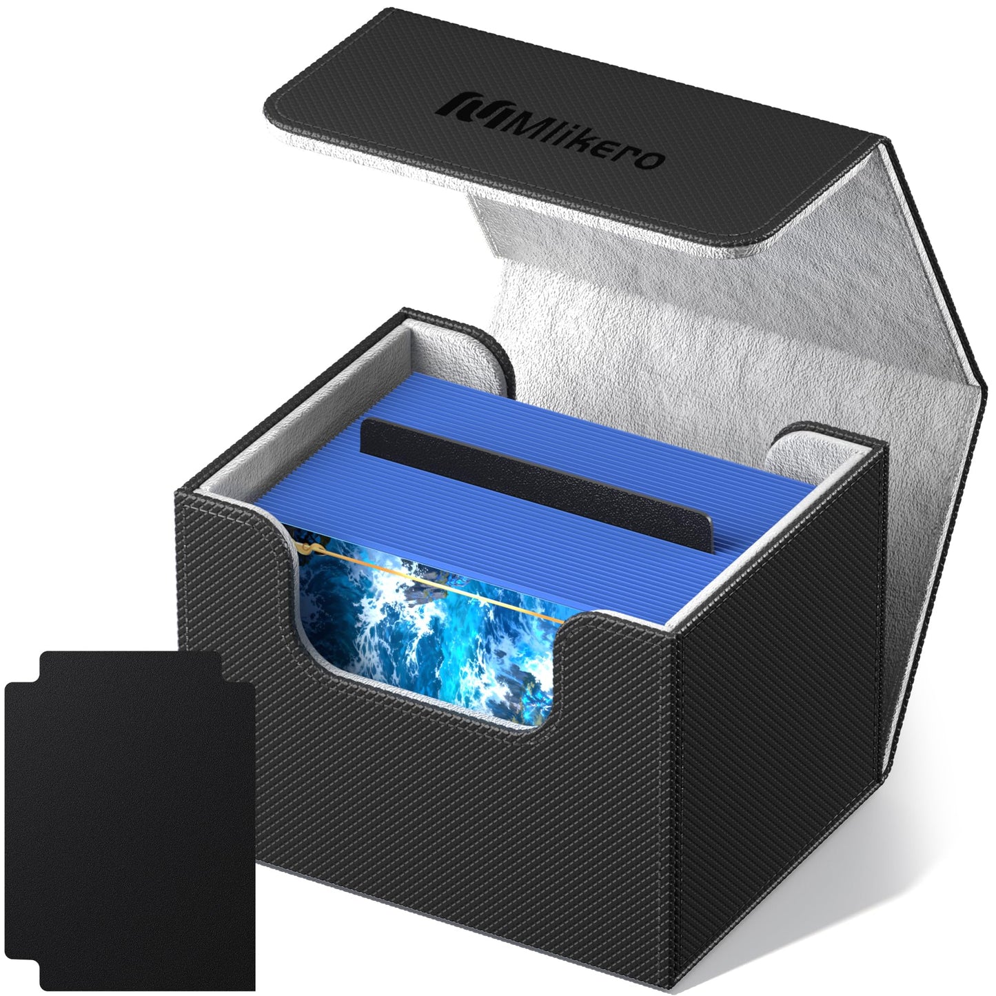 Mlikero Card Deck Box – 100+ Double-Sleeved Cards, Magnetic Leather Closure (Black)