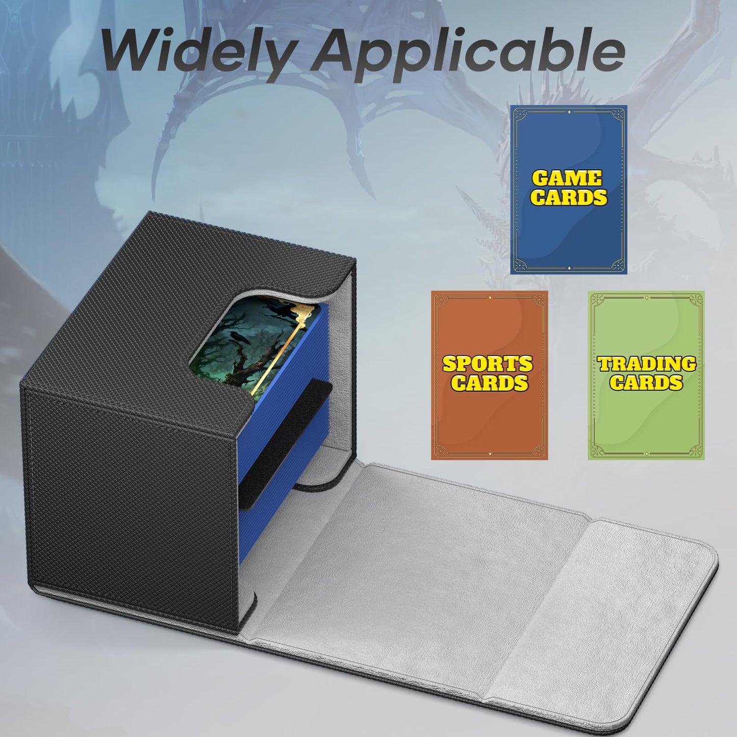Mlikero Card Deck Box – 100+ Double-Sleeved Cards, Magnetic Leather Closure (Black)