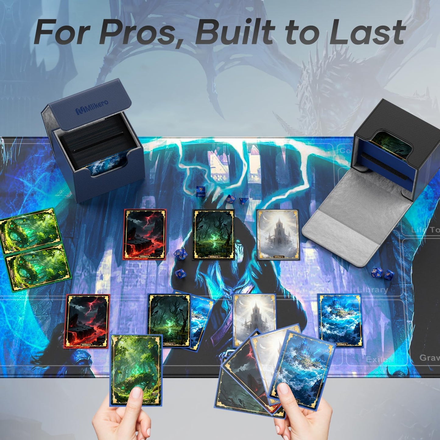 Mlikero Card Deck Box – 100+ Double-Sleeved Cards, Magnetic Leather Closure (Black)