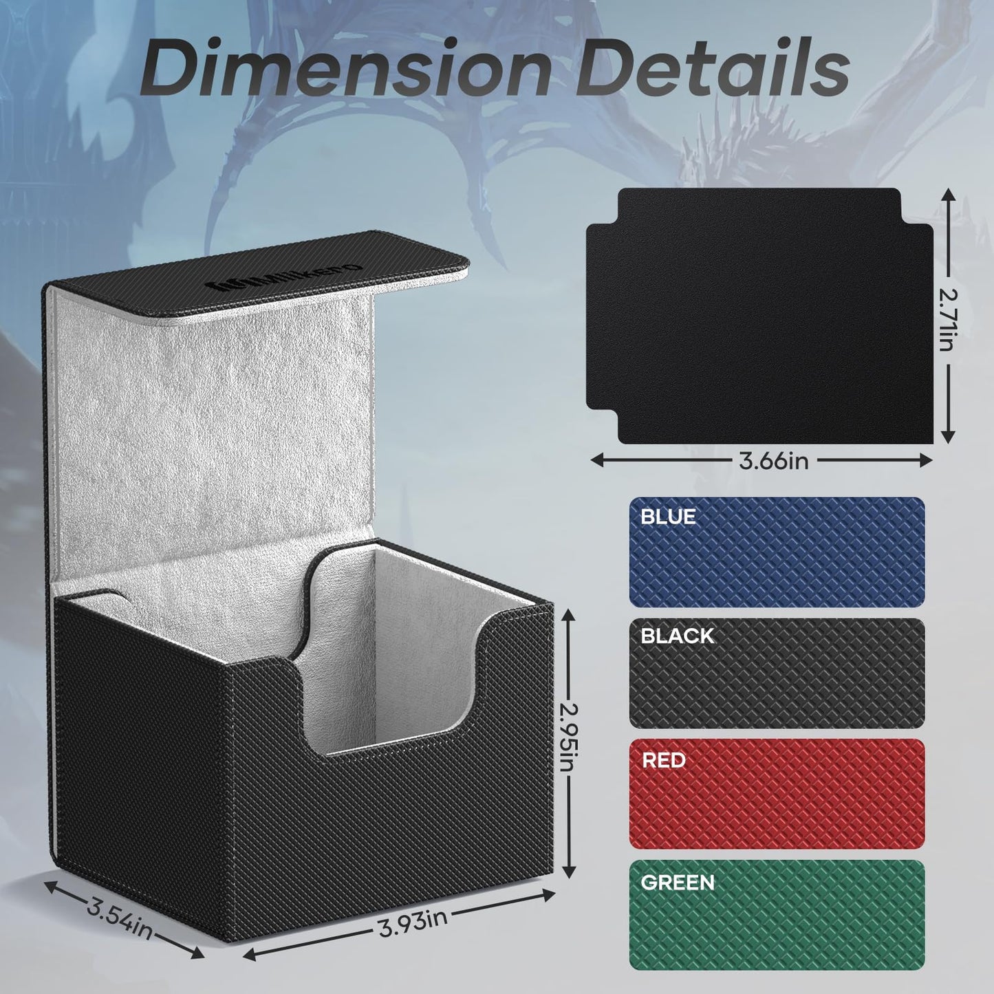 Mlikero Card Deck Box – 100+ Double-Sleeved Cards, Magnetic Leather Closure (Black)