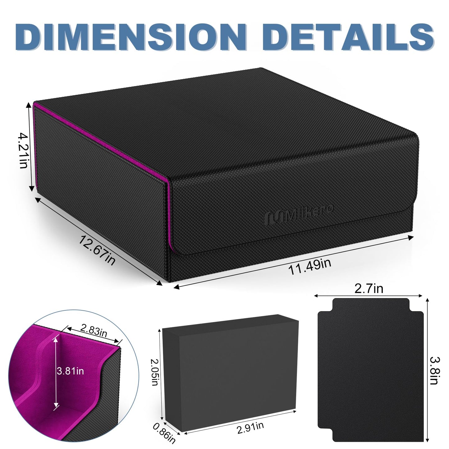 Mlikero Card Deck Box – 2400+ Card Capacity, Magnetic Closure, 10 Dividers, 4 Rows, Black & Purple
