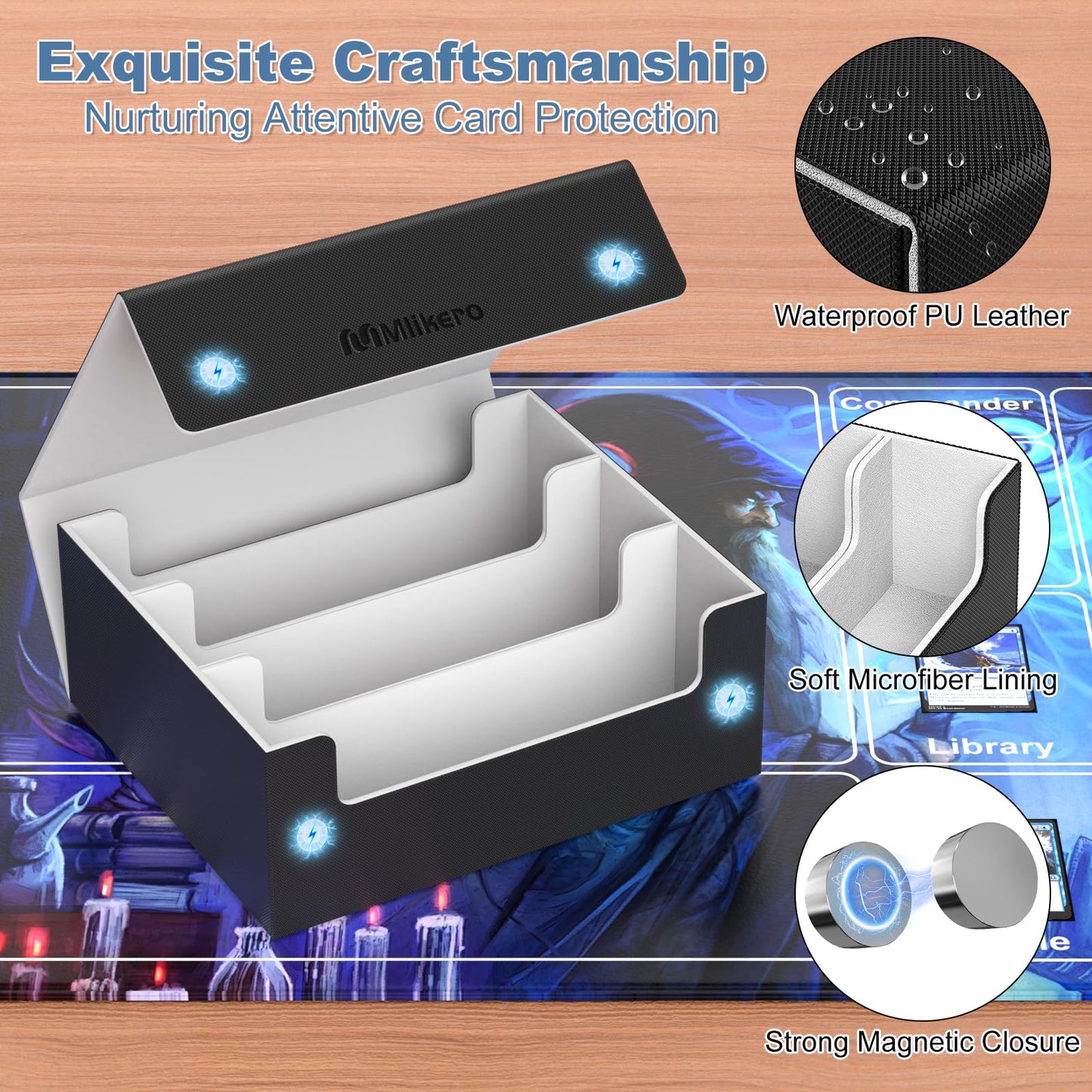 Mlikero Card Deck Box 1800+ Capacity | Magnetic Closure Leather Case for MTG & TCG