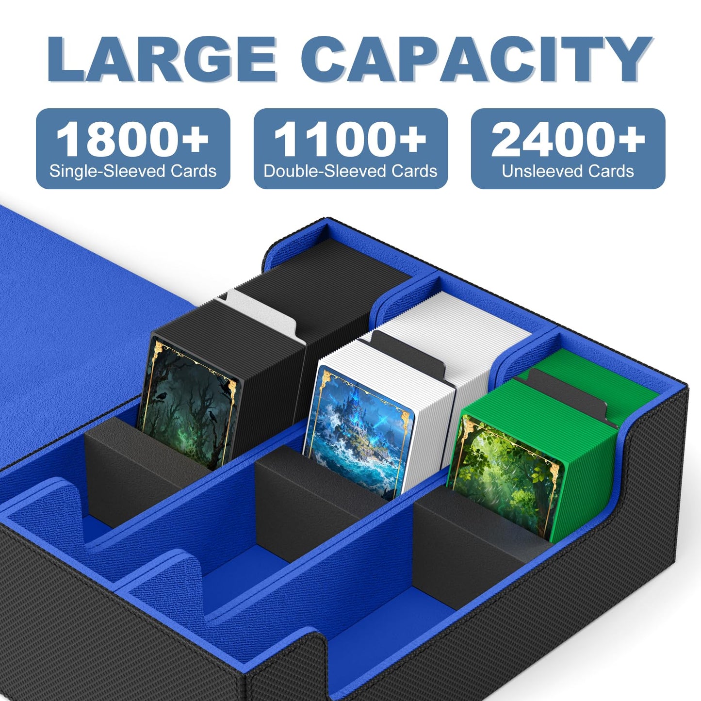 Mlikero Card Deck Case – 1800+ Card Capacity, Magnetic Closure, MTG/Yu-Gi-Oh/Sports Cards