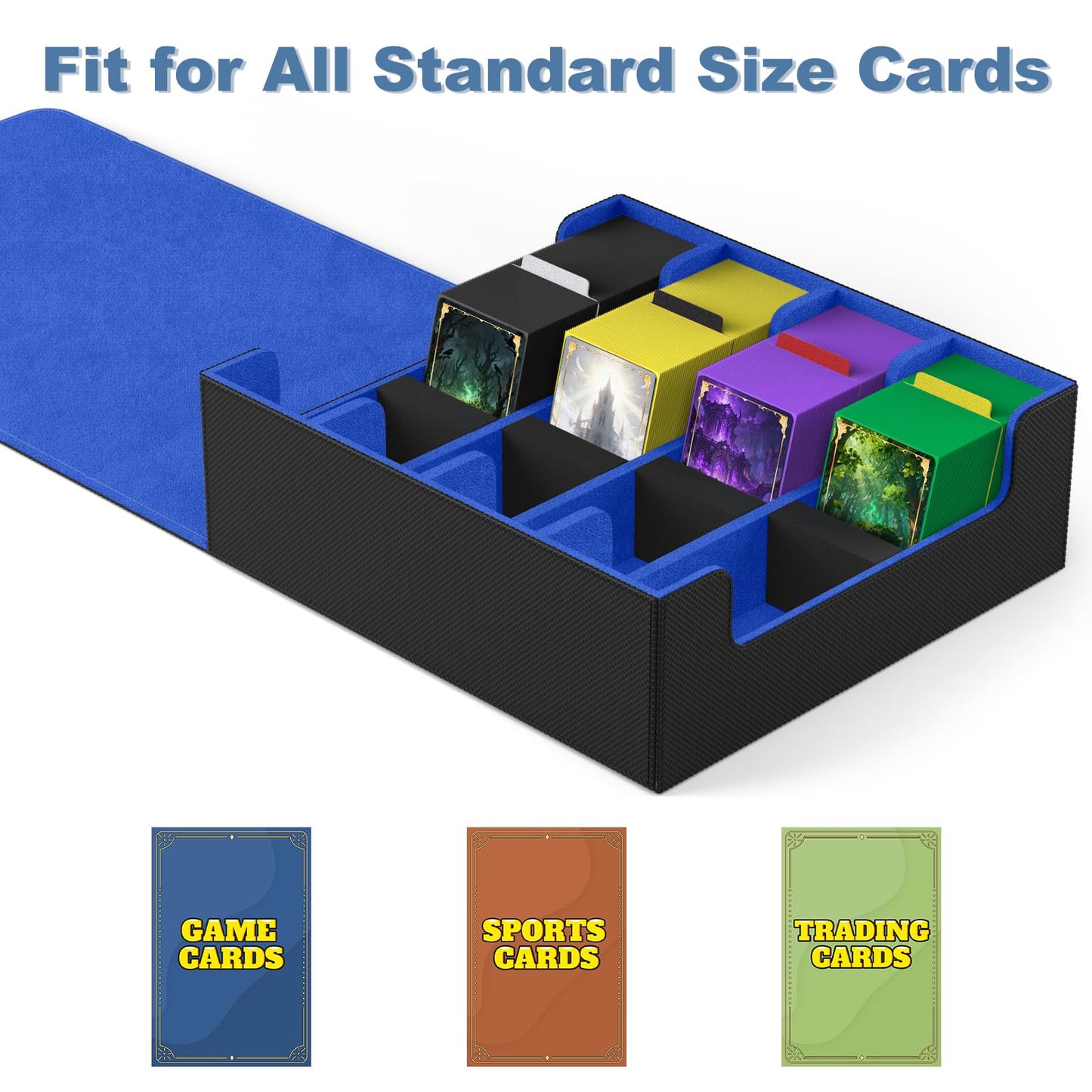 Mlikero Card Deck Case – 2400+ Card Storage Box with 10 Dividers and Magnetic Closure