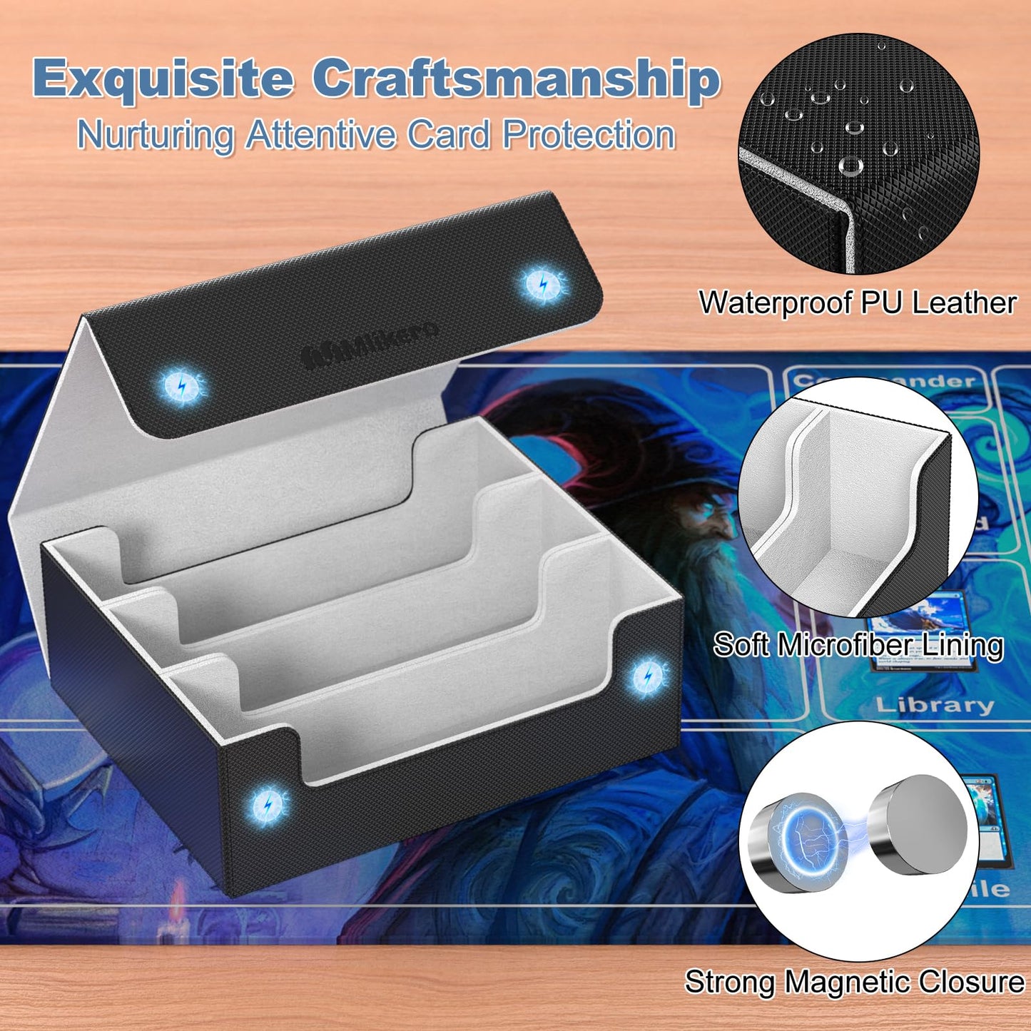 Mlikero Card Deck Case 1800+ Cards | Leather Magnetic Closure Storage Box for YuGiOh MTG Sports Cards