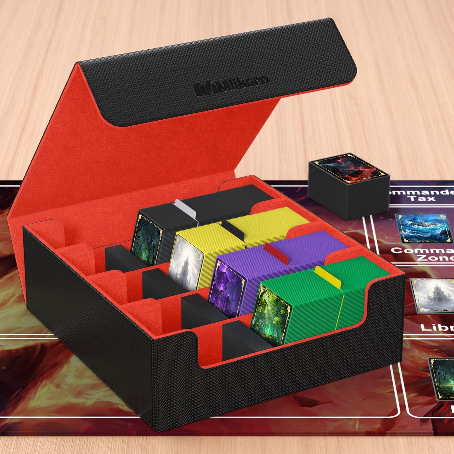 Mlikero Card Deck Case — 2400+ Card Storage with Magnetic Closure, 4 Rows, 10 Dividers, 6 Foam Stoppers