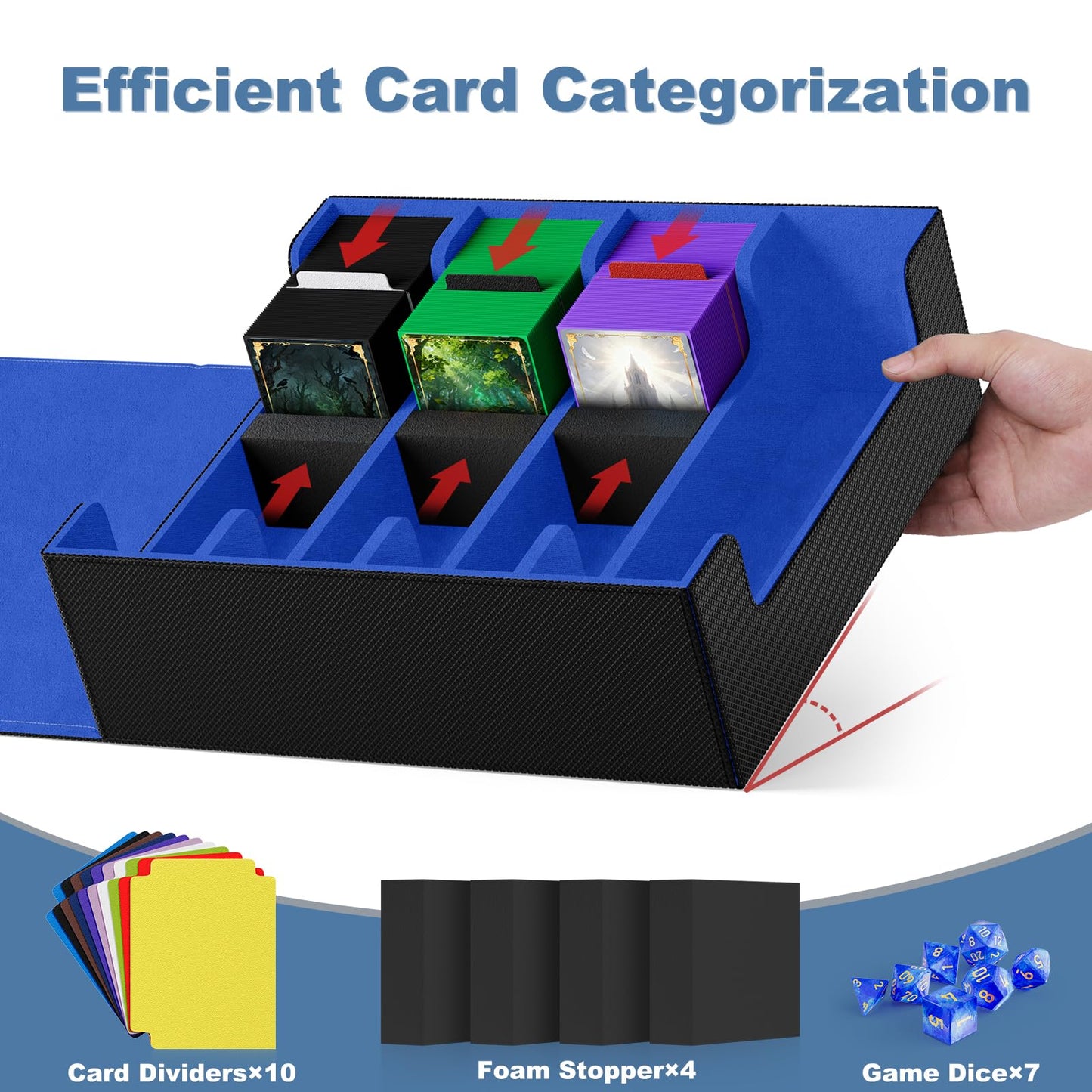 Mlikero Card Deck Case – 2400+ Card Storage Box with 10 Dividers and Magnetic Closure