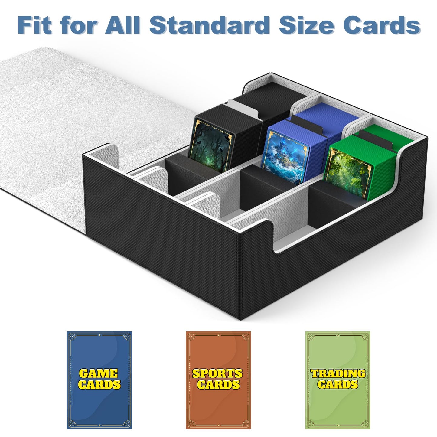 Mlikero Card Deck Case 1800+ Cards | Leather Magnetic Closure Storage Box for YuGiOh MTG Sports Cards
