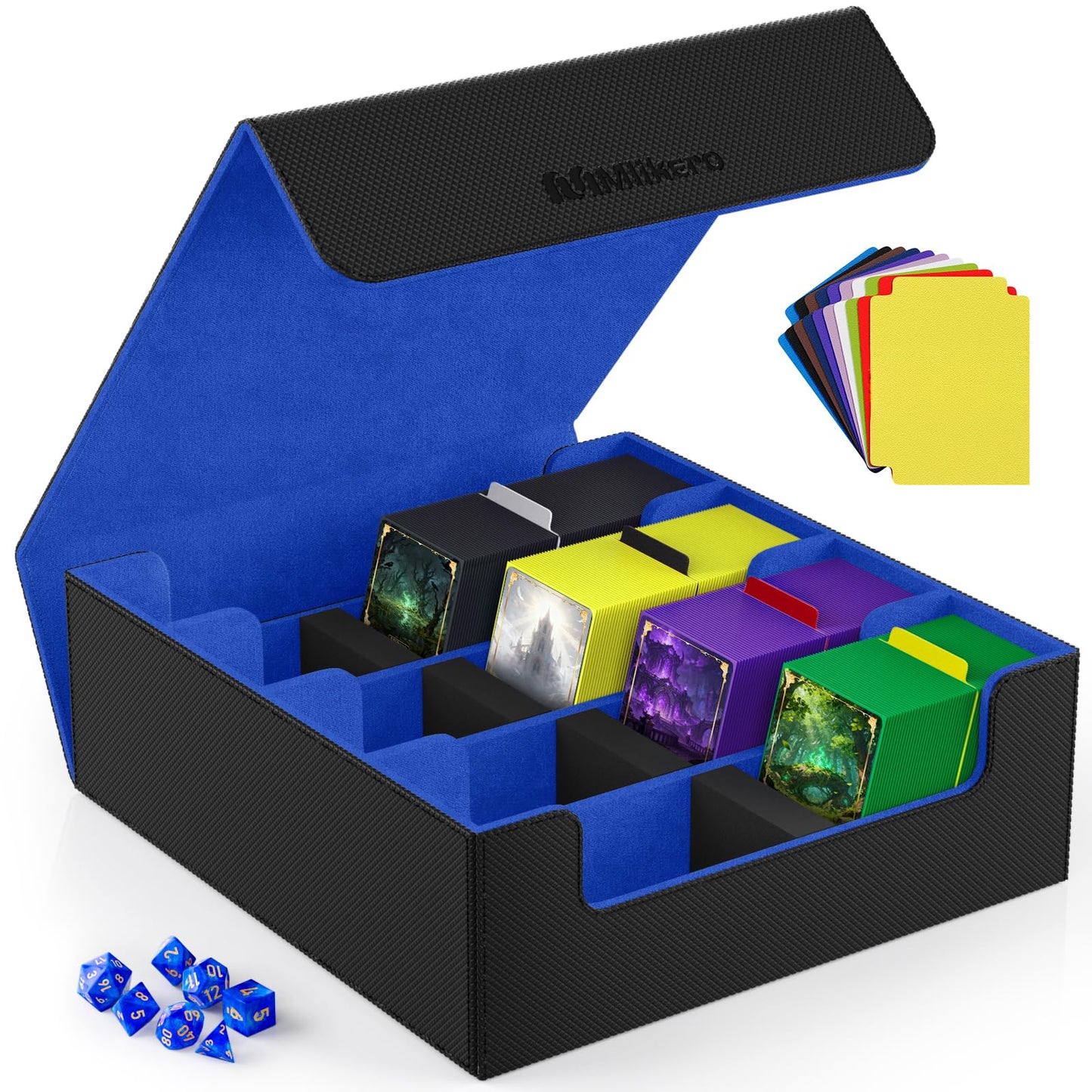 Mlikero Card Deck Case – 2400+ Card Storage Box with 10 Dividers and Magnetic Closure