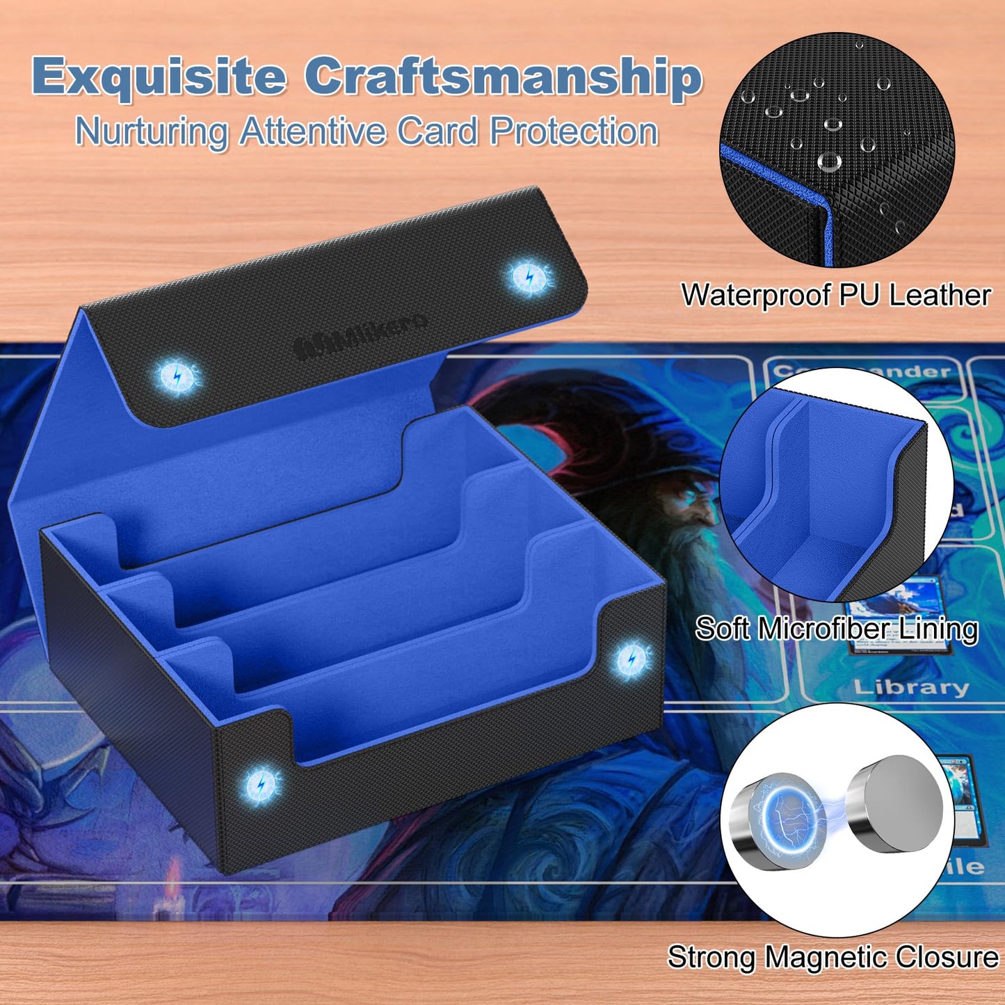 Mlikero Card Deck Case – 1800+ Card Capacity, Magnetic Closure, MTG/Yu-Gi-Oh/Sports Cards
