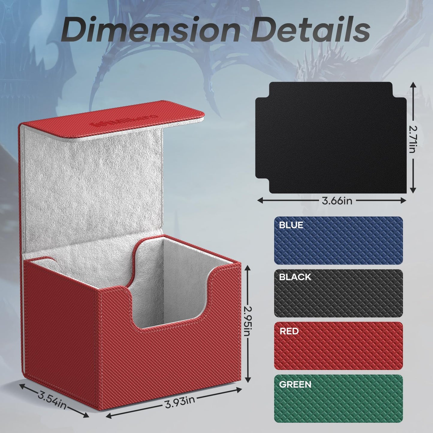Mlikero 4 Pack Card Deck Box with Leather Magnetic Closure — Holds 100+ double sleeved, 120+ single sleeved, and 200+ unsleeved cards