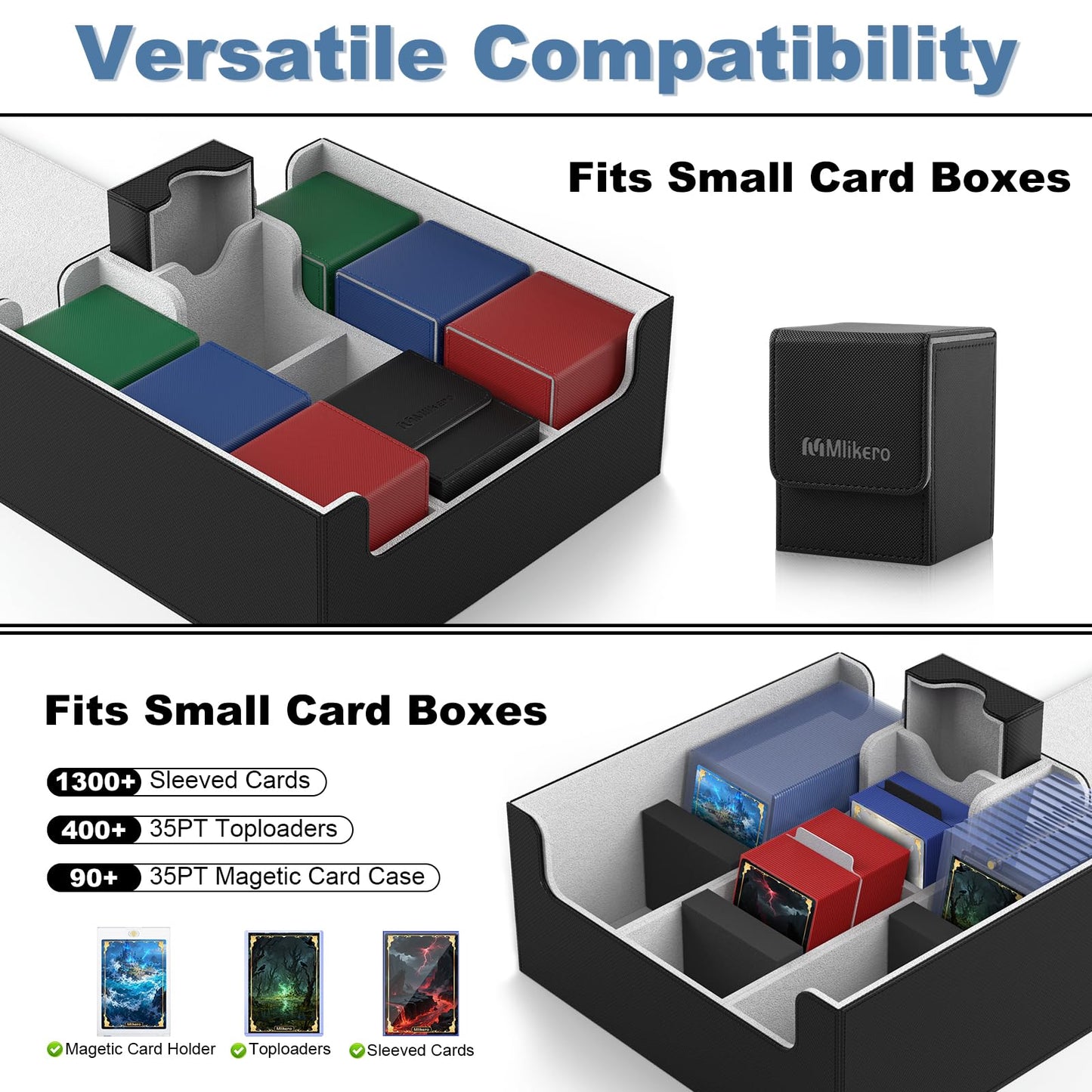 Mlikero Card Deck Box - Magnetic Closure, 1800+ Card Capacity for MTG/TCG