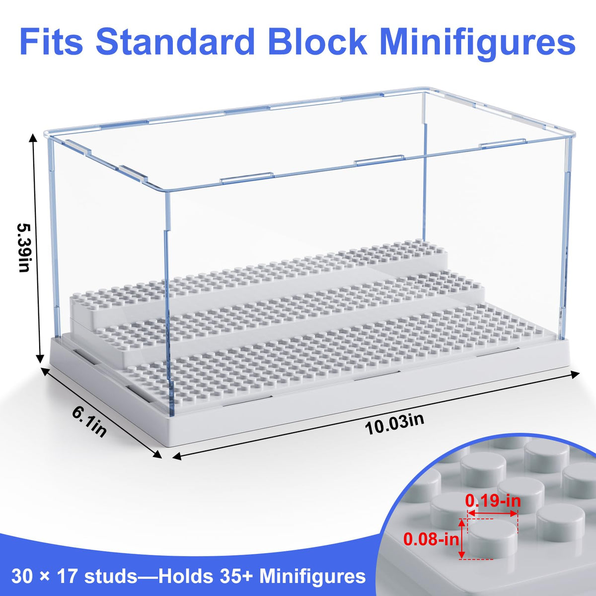 Mlikero Display Case for Minifigures – Clear Acrylic, Removable, 10 x 6.1 x 5.4 in