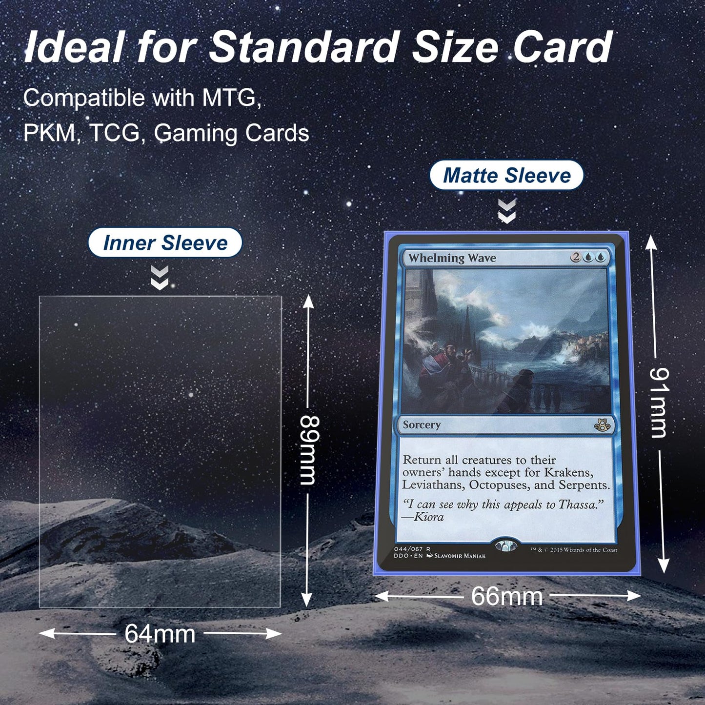 Mlikero 400 Pack Card Sleeves – 200 Matte Blue Outer + 200 Perfect Fit Inner Sleeves for MTG/TCG