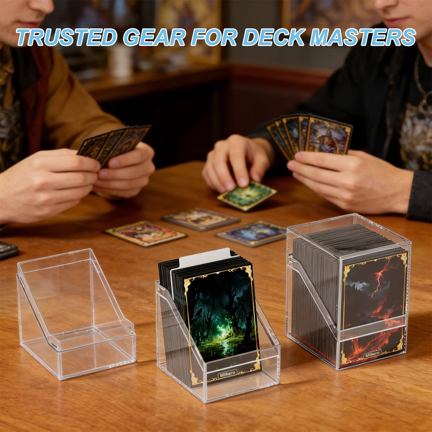 Mlikero 6-Pack Card Deck Cases – Acrylic Box for 100+ Sleeved Cards with 6 Dividers