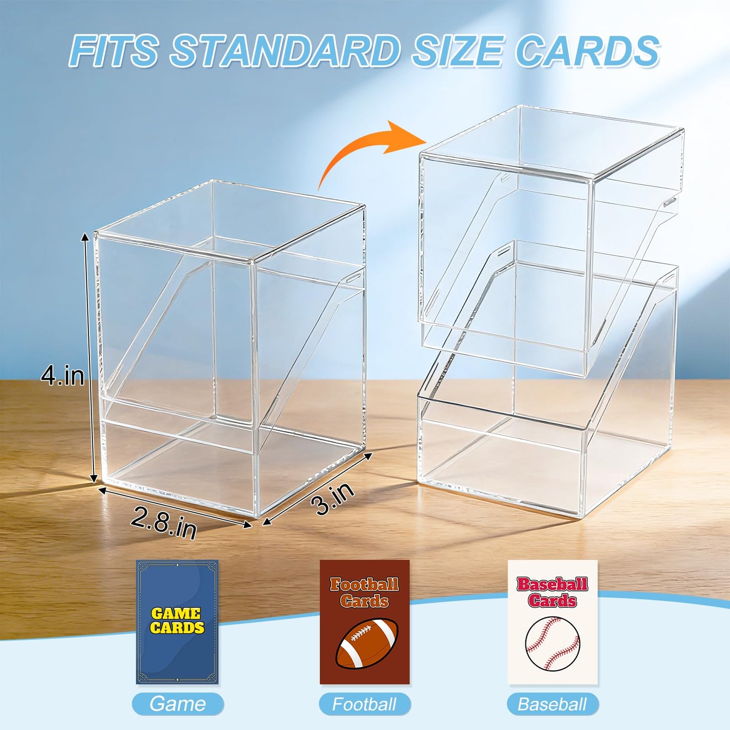 Mlikero 6-Pack Card Deck Cases – Acrylic Box for 100+ Sleeved Cards with 6 Dividers