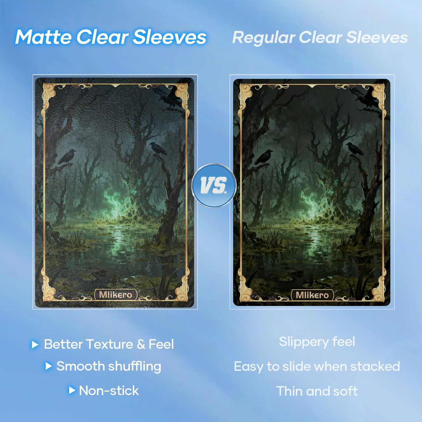 MLikero 1000-Pack Card Sleeves – Matte Clear, 66×91mm (Non-PVC)
