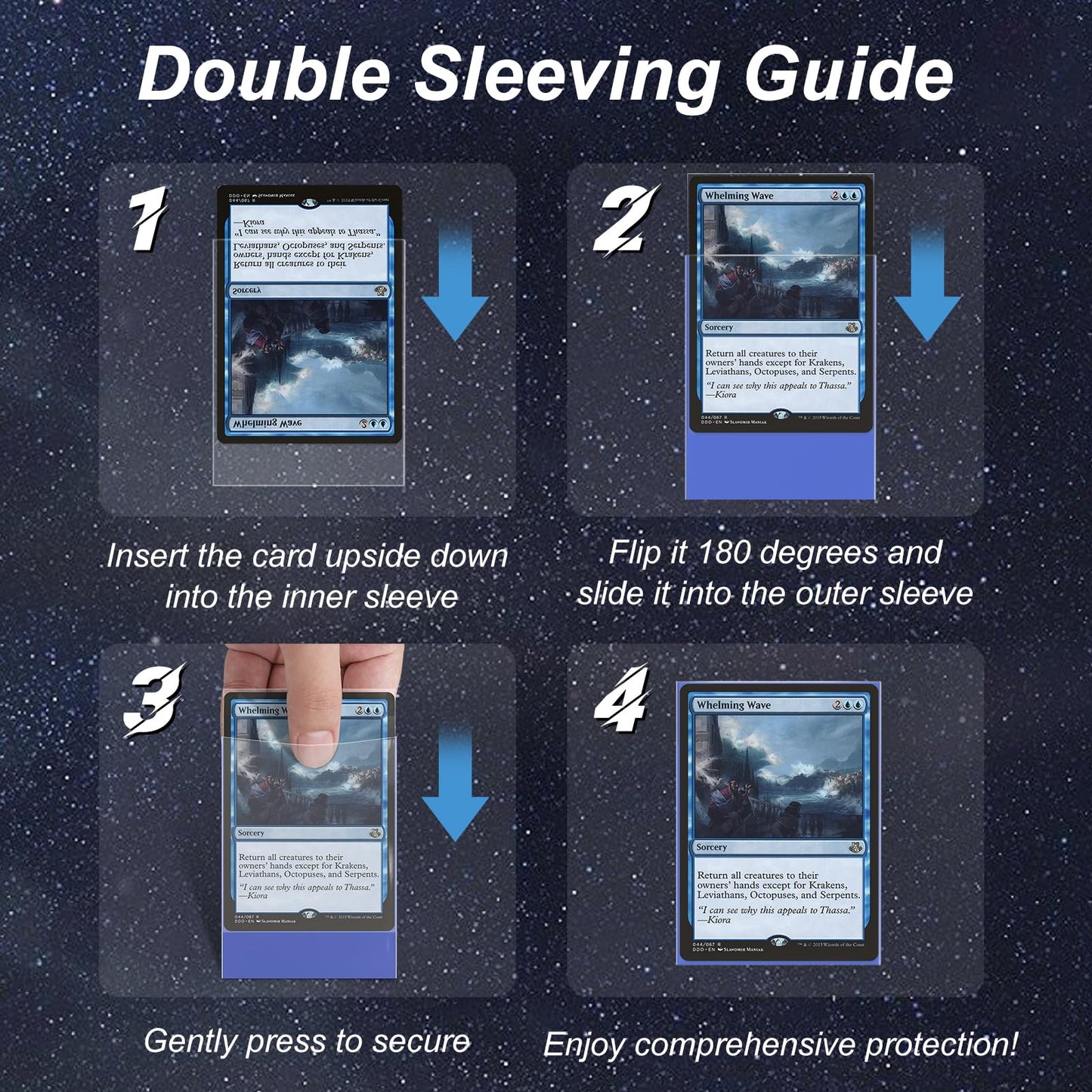 Mlikero 400 Pack Card Sleeves – 200 Matte Blue Outer + 200 Perfect Fit Inner Sleeves for MTG/TCG
