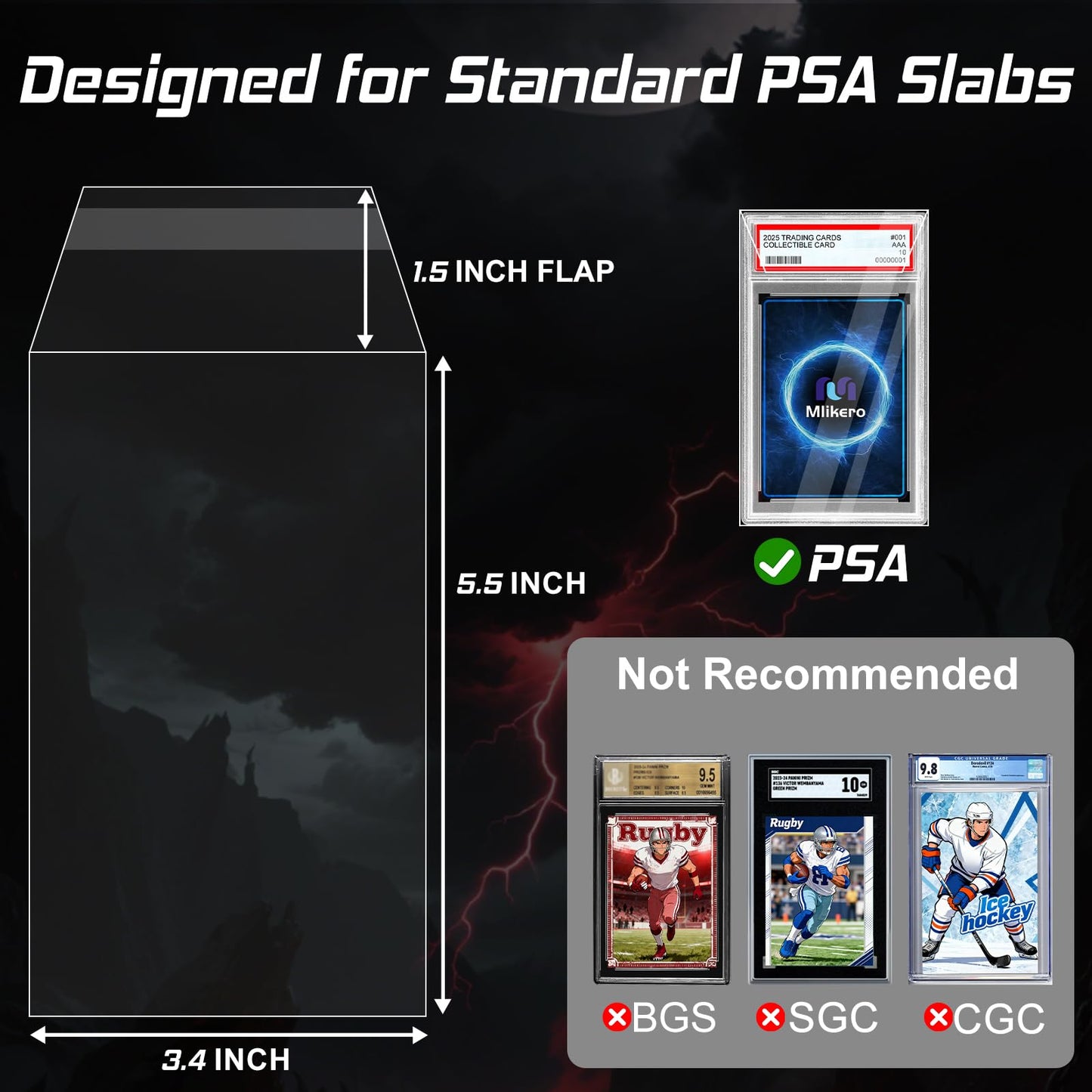 Mlikero 120-Pack Graded Card Sleeves for PSA Slabs – Acid-Free & Resealable