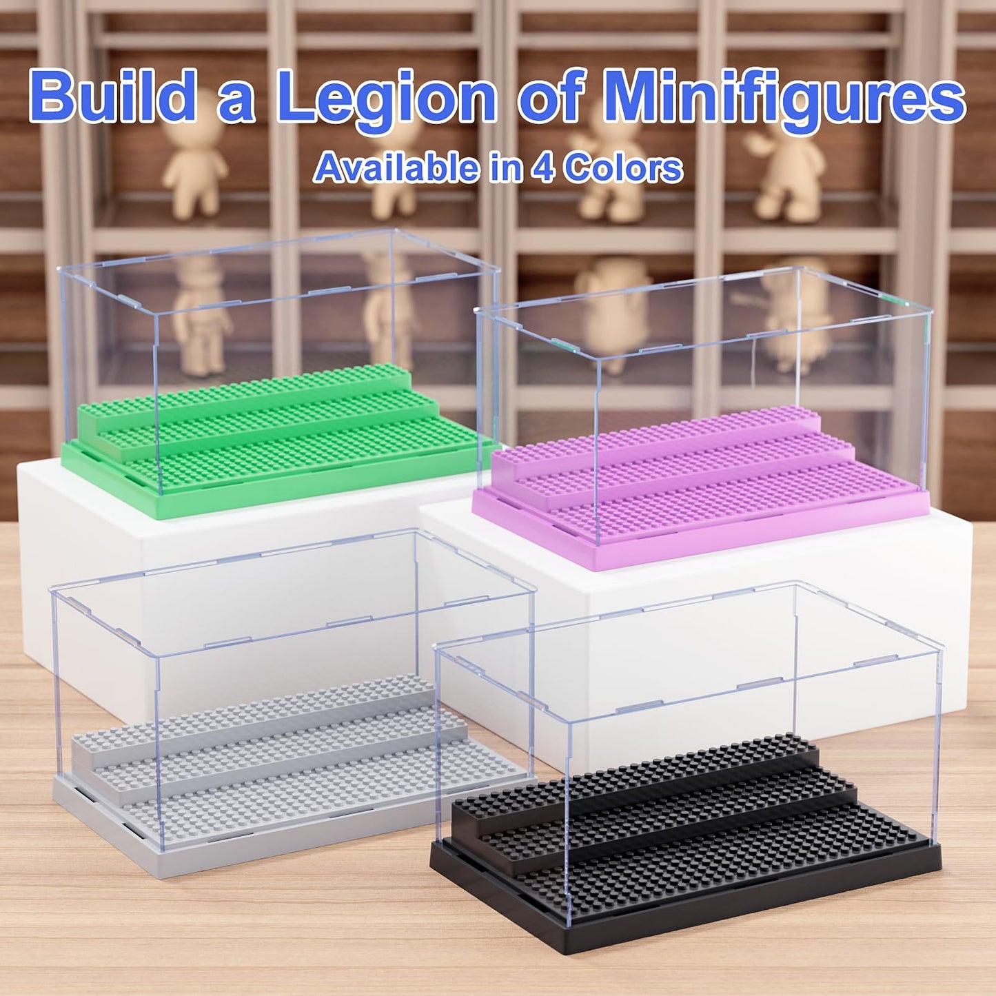 Mlikero 2-Pack Minifigure Display Case – Clear Dustproof Acrylic Display for Figures