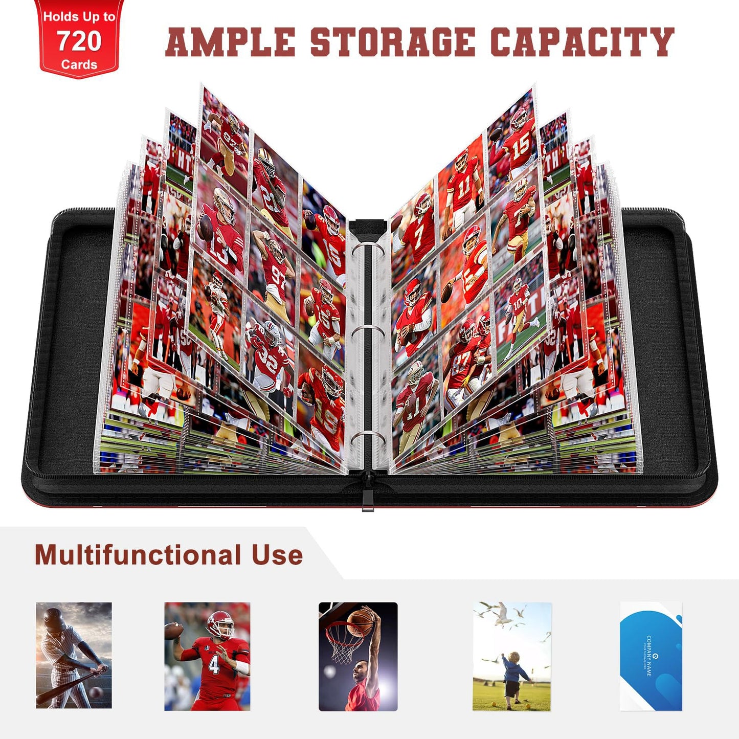 Mlikero 720-Pocket Football Card Binder | Premium Card Album with Display Wristband 2026
