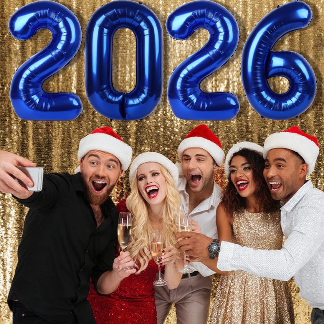 Mluchee 2026 Navy Blue 40-Inch Number Balloon – NYE & Graduation Decor