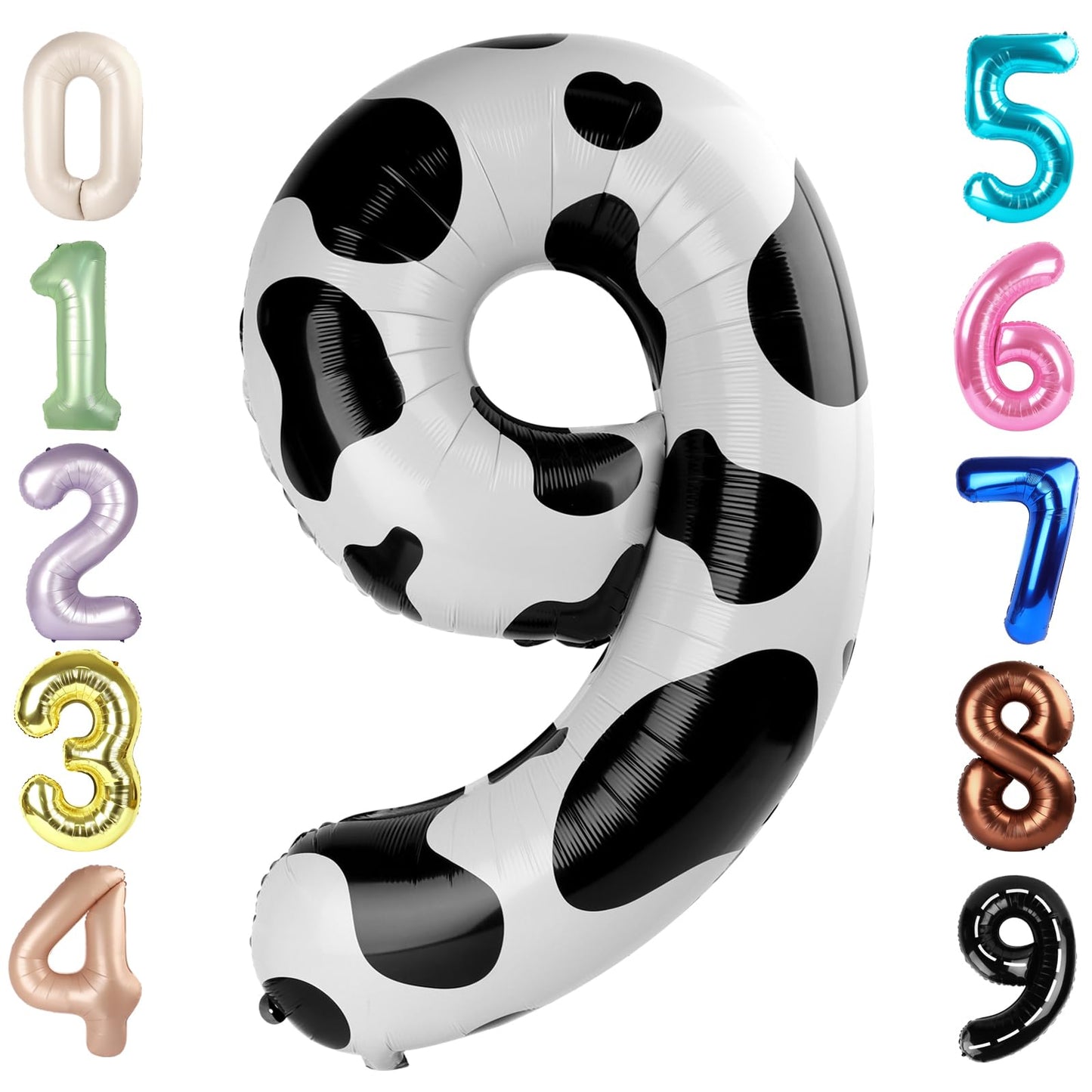 Mluchee 40-Inch Number Balloon 9 – White/Black Giant Balloon for Birthdays, Weddings & Events