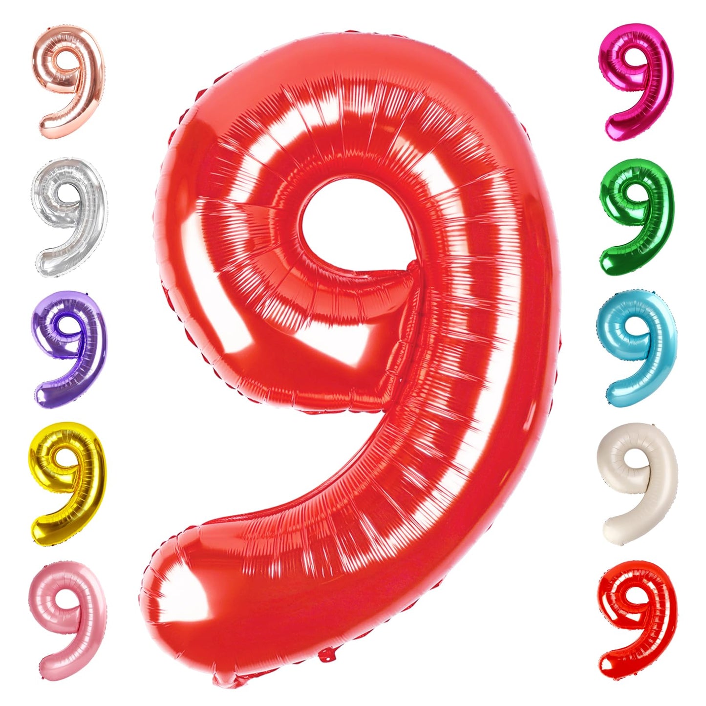 Mluchee 40in Red Number 9 Balloon – Large Birthday Party Decor