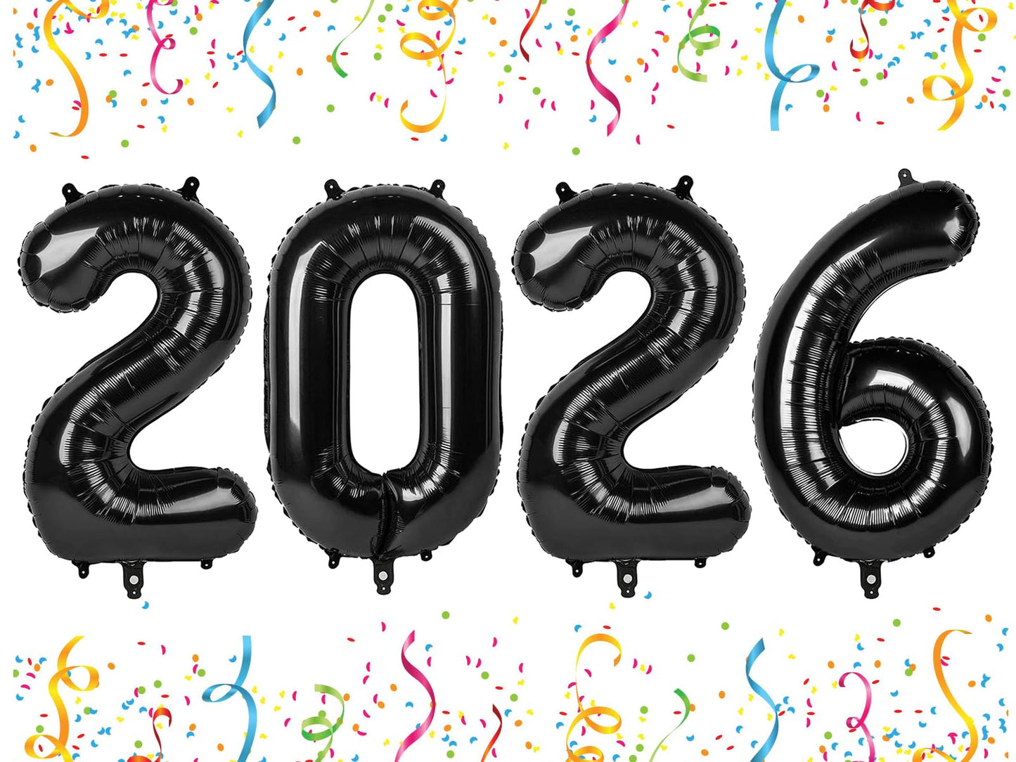 Mluchee 40 Inch Black 2026 Number Balloons – New Year, Graduation & 20-26 Birthday Decor