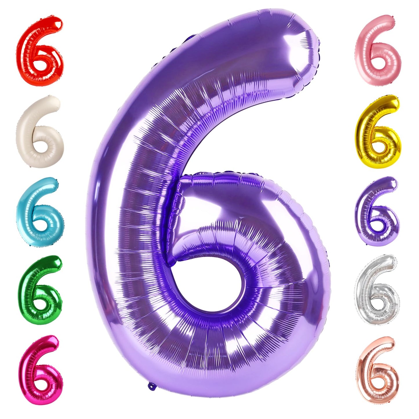 Mluchee Number 6 Balloon – 40-Inch Purple Birthday Balloons for Parties & Events