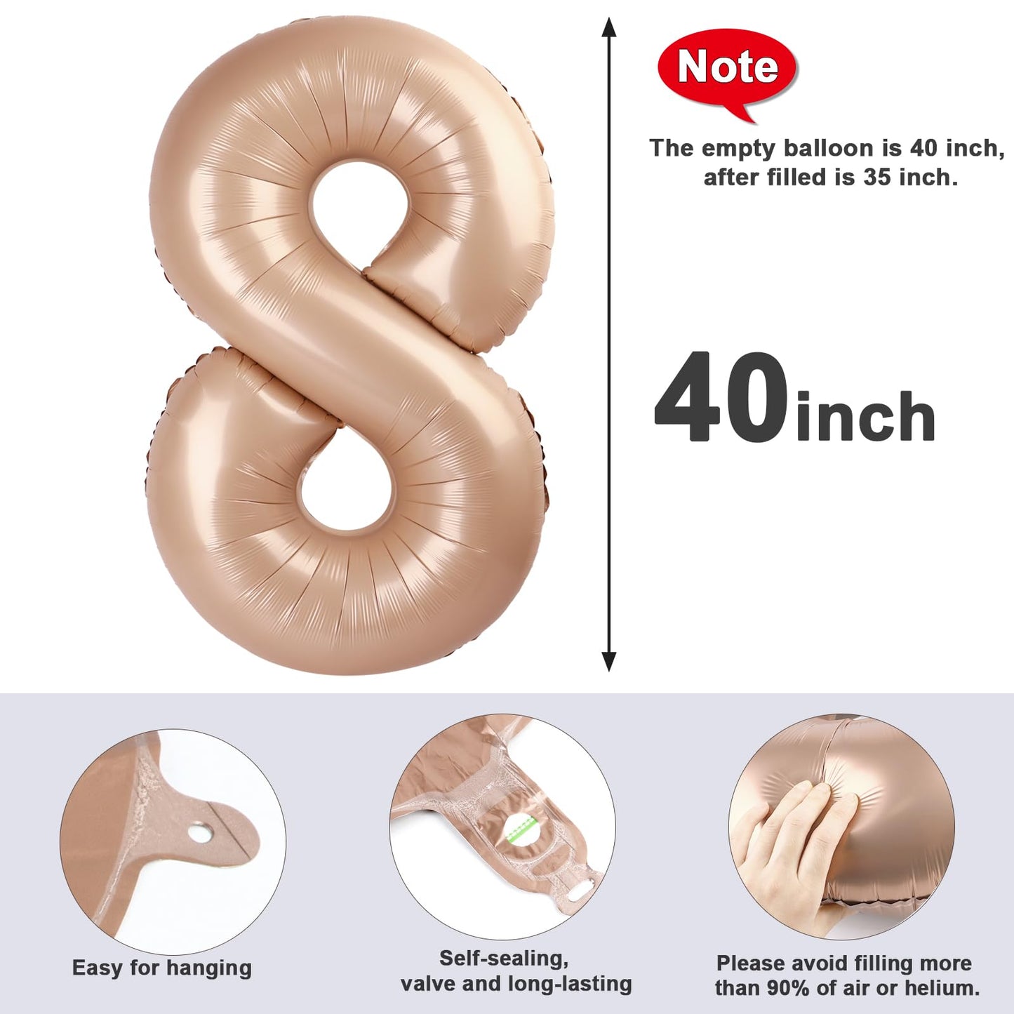 Mluchee 40 Inch Number 8 Balloon – Large Birthday & Event Decor