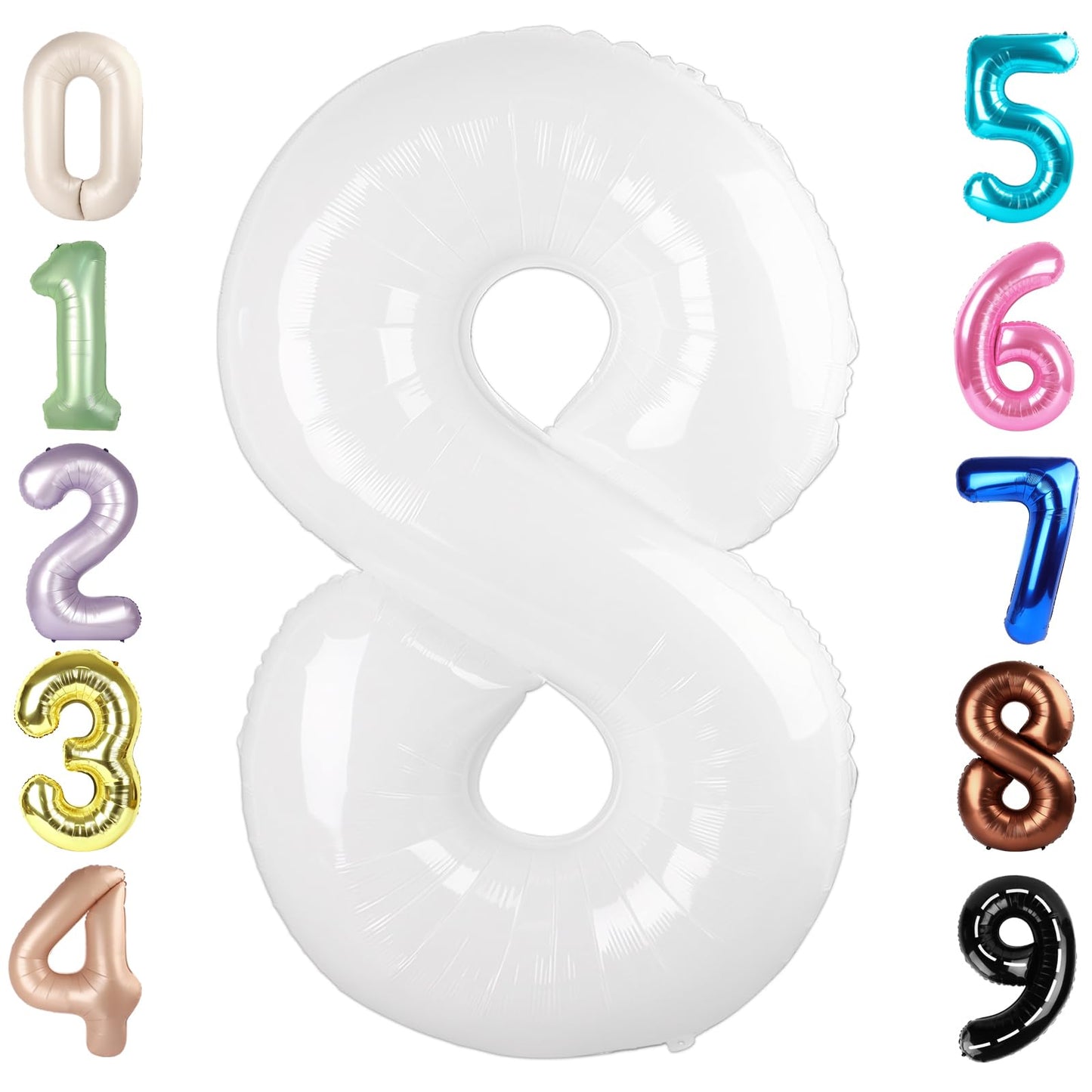 Mluchee 40-Inch Number 8 Balloon White – Giant Birthday, Wedding & Graduation Decor