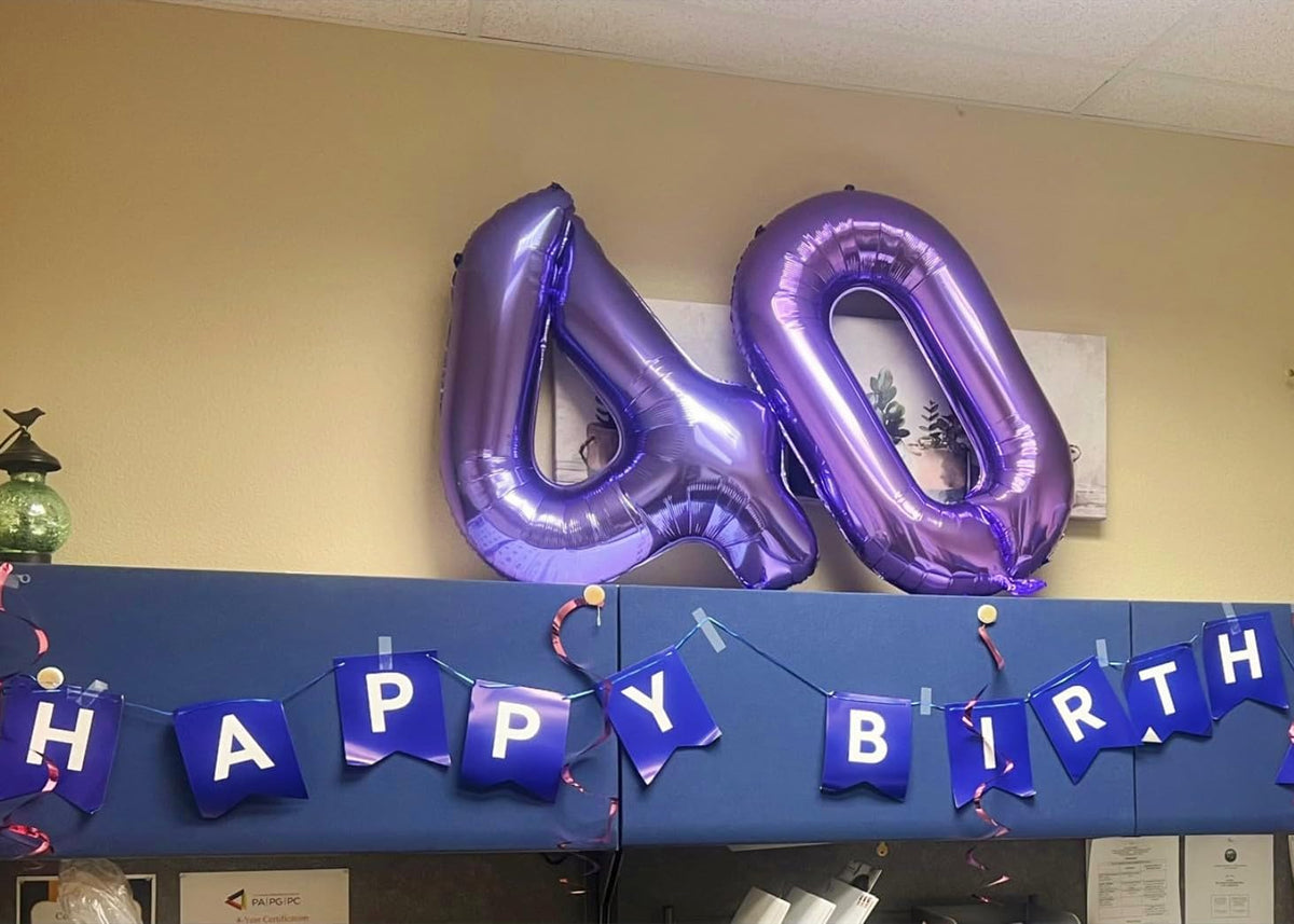 Mluchee 40 Inch Number Balloon 4 Purple – Large Party Numbers for Birthdays, Graduations & Weddings