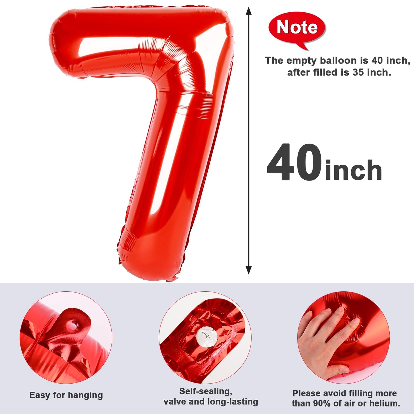 Mluchee 40-Inch Number Balloon 7 – Giant Birthday & Celebration Decor