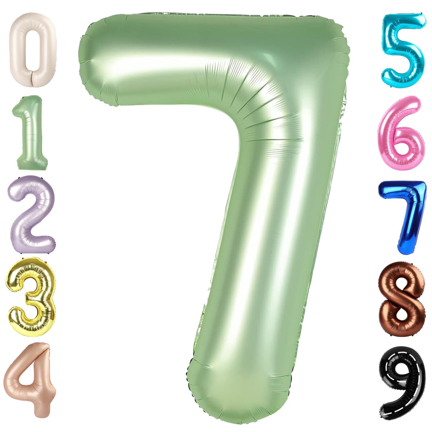 Mluchee 40-Inch Number Balloon 7 — Olive Green Giant Birthday Decor for Weddings, Engagements & Graduations