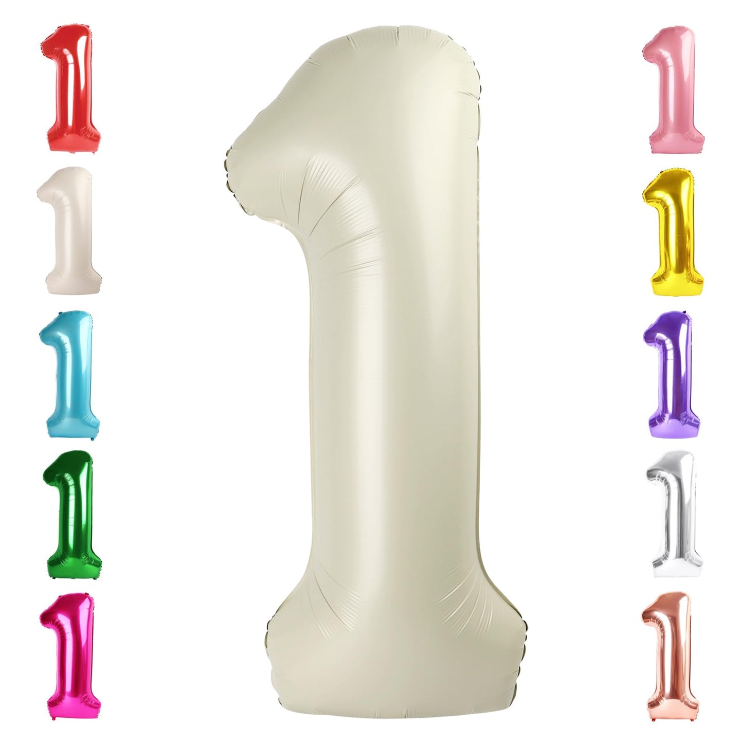 Mluchee 40-Inch Number Balloon – Cream White Giant Birthday Decor for 1st Birthday & Photos