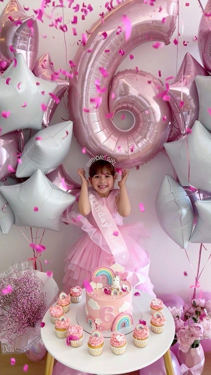 Mluchee Number 6 Balloon 40 Inch – Pink Birthday Party Decor