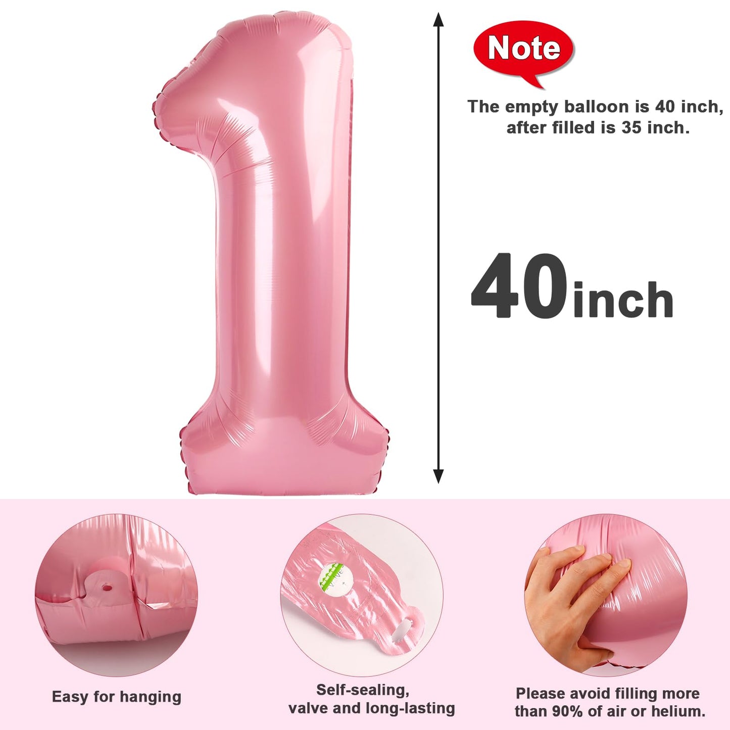 Mluchee 40-Inch Number Balloon – Pearl Pink for Birthday & Party Decor