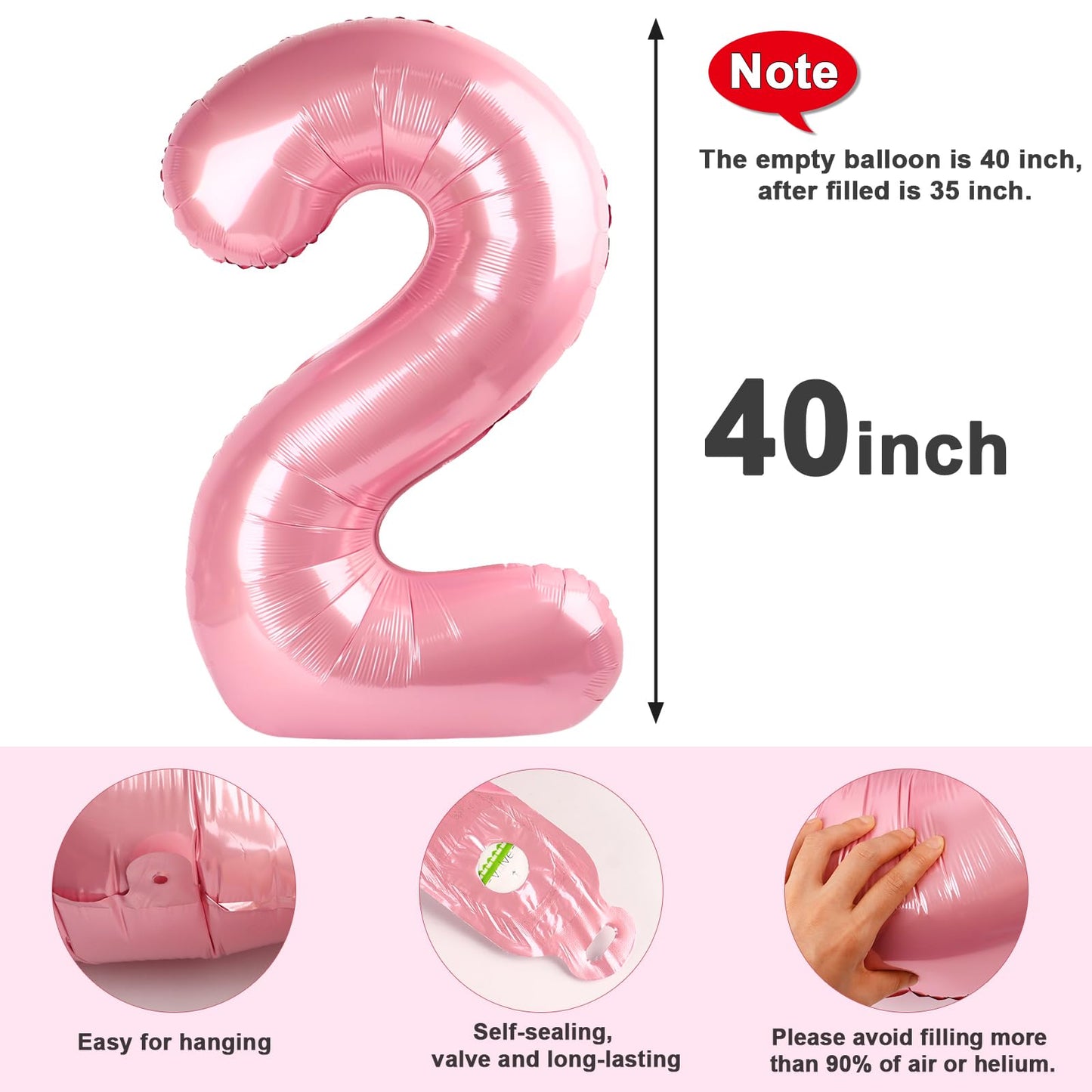 Mluchee 40-Inch Pearl Pink Number Balloons – 2-Digit Birthday & Event Decor