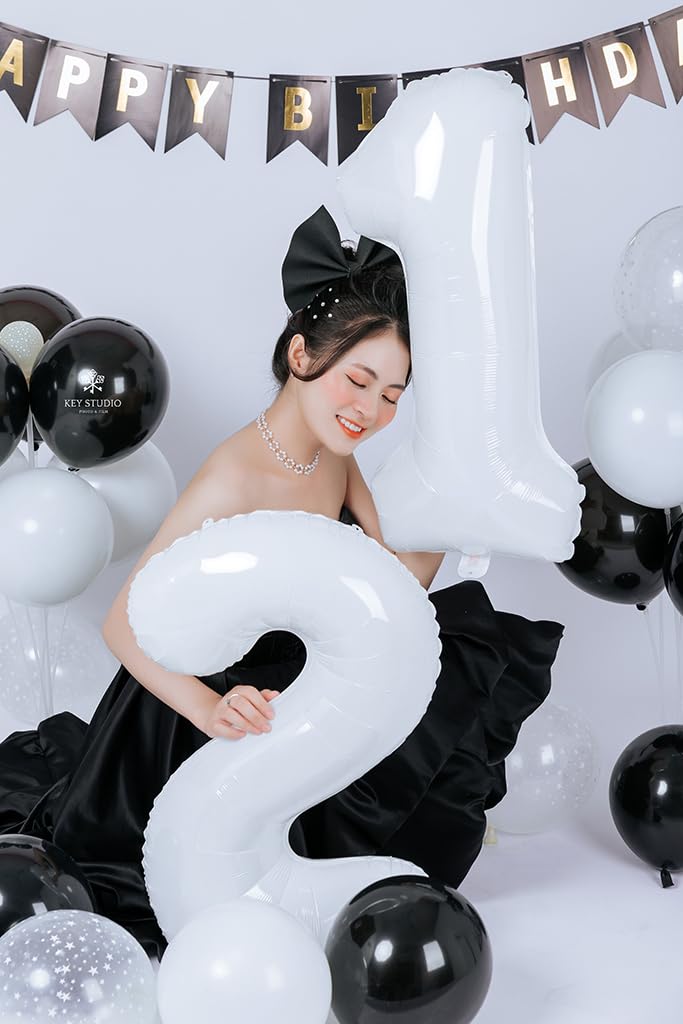 Mluchee 40-Inch White Number Balloon – Giant Birthday & Event Decor