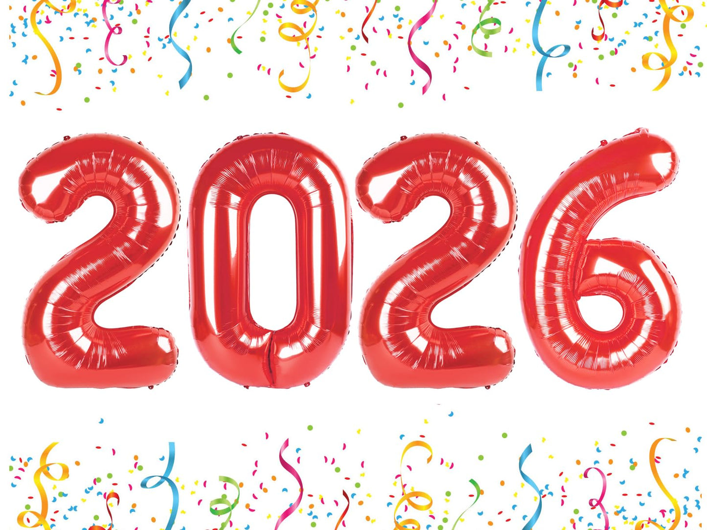 Mluchee 40 Inch 2026 Number Balloons - Red New Year & Graduation Decorations